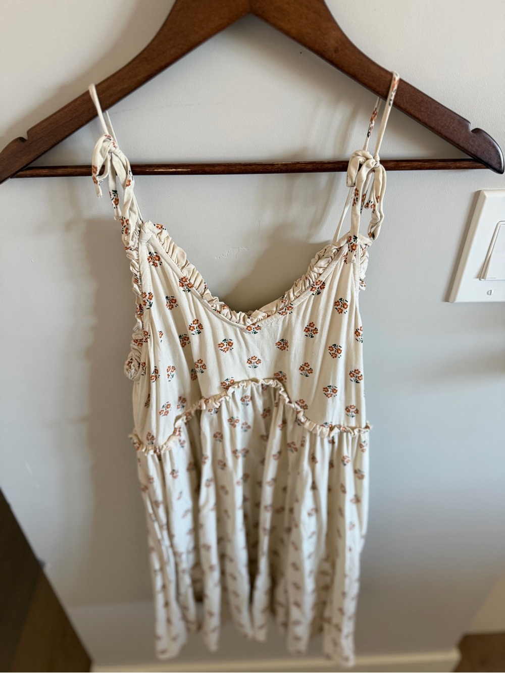 Patrons of Peace Cream Floral Tie-Shoulder Mini Dress - Picture 2 of 10